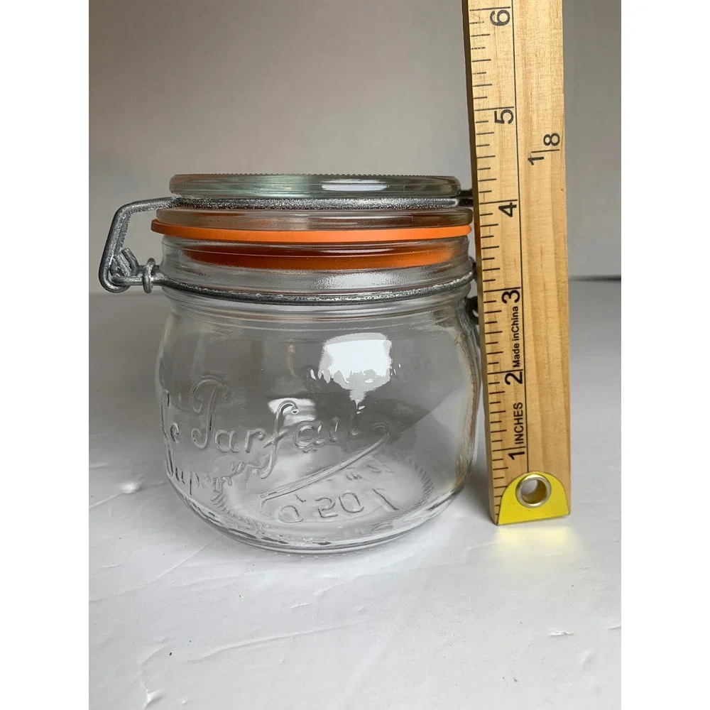Vintage Clear Glass Wire Bale Jars Swing Top Clamp Lid Canisters Mixed Lot of 3‎